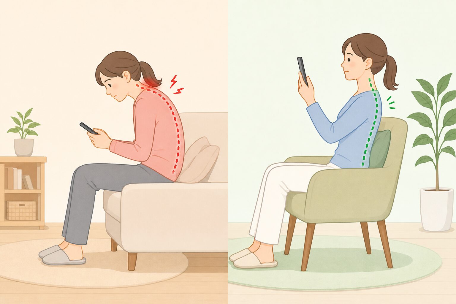 下を向き続けないスマートフォン姿勢