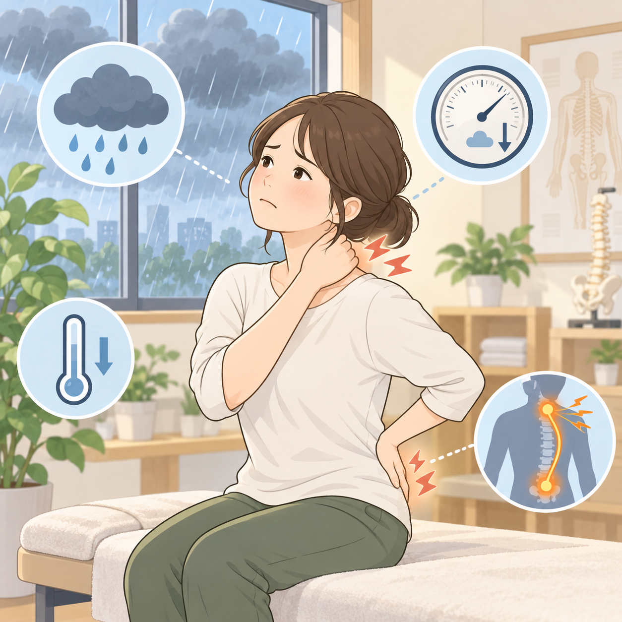 交通事故後の痛みと雨・気圧・気温の変化の関係